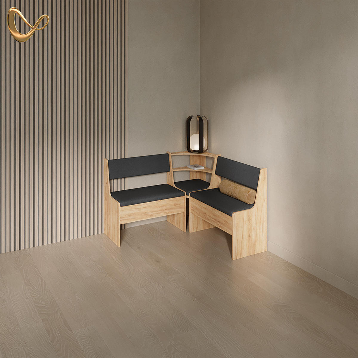 ESSZIMMER-ECKBANK Tiberio Goldkraft Eiche 120 x 120 cm - Honigeiche, Holzwerkstoff (120/120cm) - Livinity®