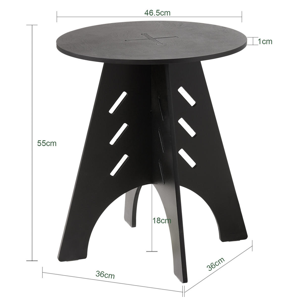 BEISTELLTISCH mit Zapfenverbindungen Schwarz - Schwarz, Holz (47/47/55cm) - SoBuy