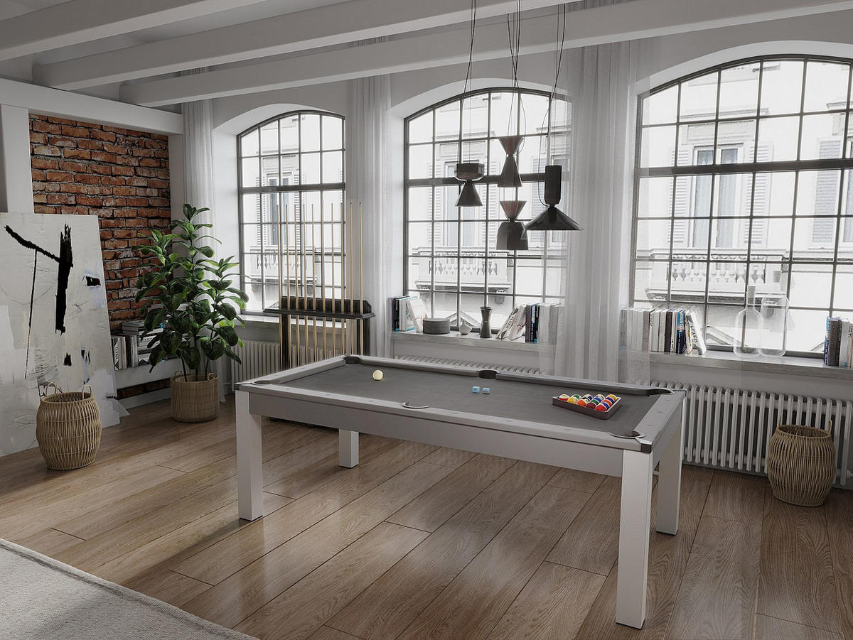 MULTIFUNKTIONSTISCH Billard & Tischtennis - 213 x 112 x 81,5 cm - Grau - BALTHAZAR - Grau, Holz (213.4/111.8cm) - Vente-Unique