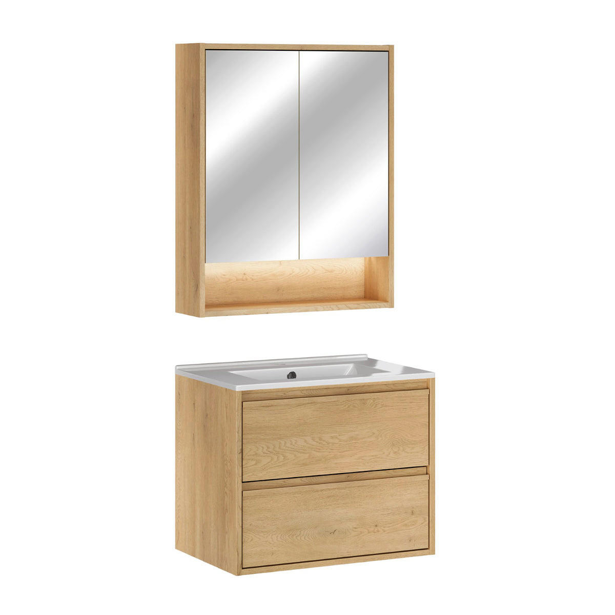 KÚPEĽŇOVÝ NÁBYTOK 61cm Edmé 2-dielna súprava Drevo - hnedá, kompozitné drevo (61/52/46cm) - Petits-meubles
