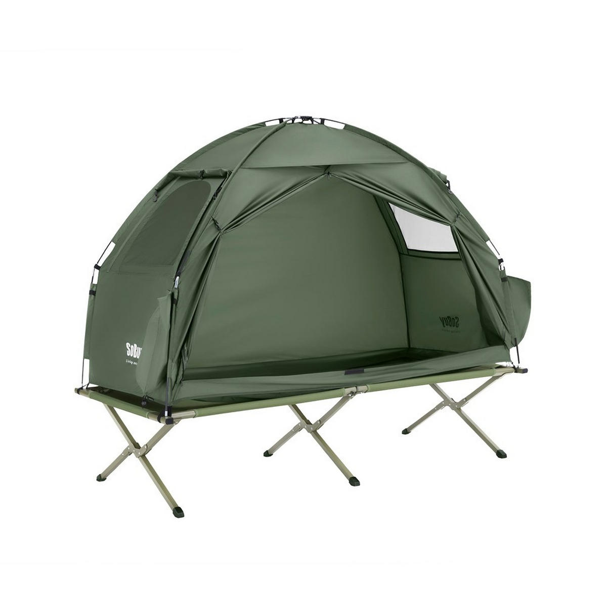 CAMPINGBETT mit Zelt und aufblasbarer Matratze OGS32-II - Ahornfarben, Fell (193/86cm) - SoBuy