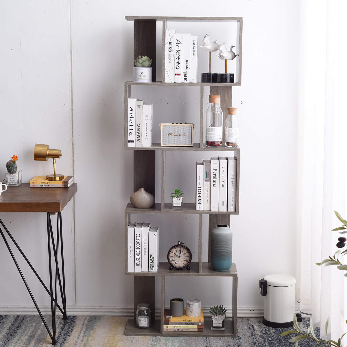 BÜCHERREGAL Grau 24/60/169 cm - Grau, Holzwerkstoff (24/169/60cm) - Mobili Rebecca