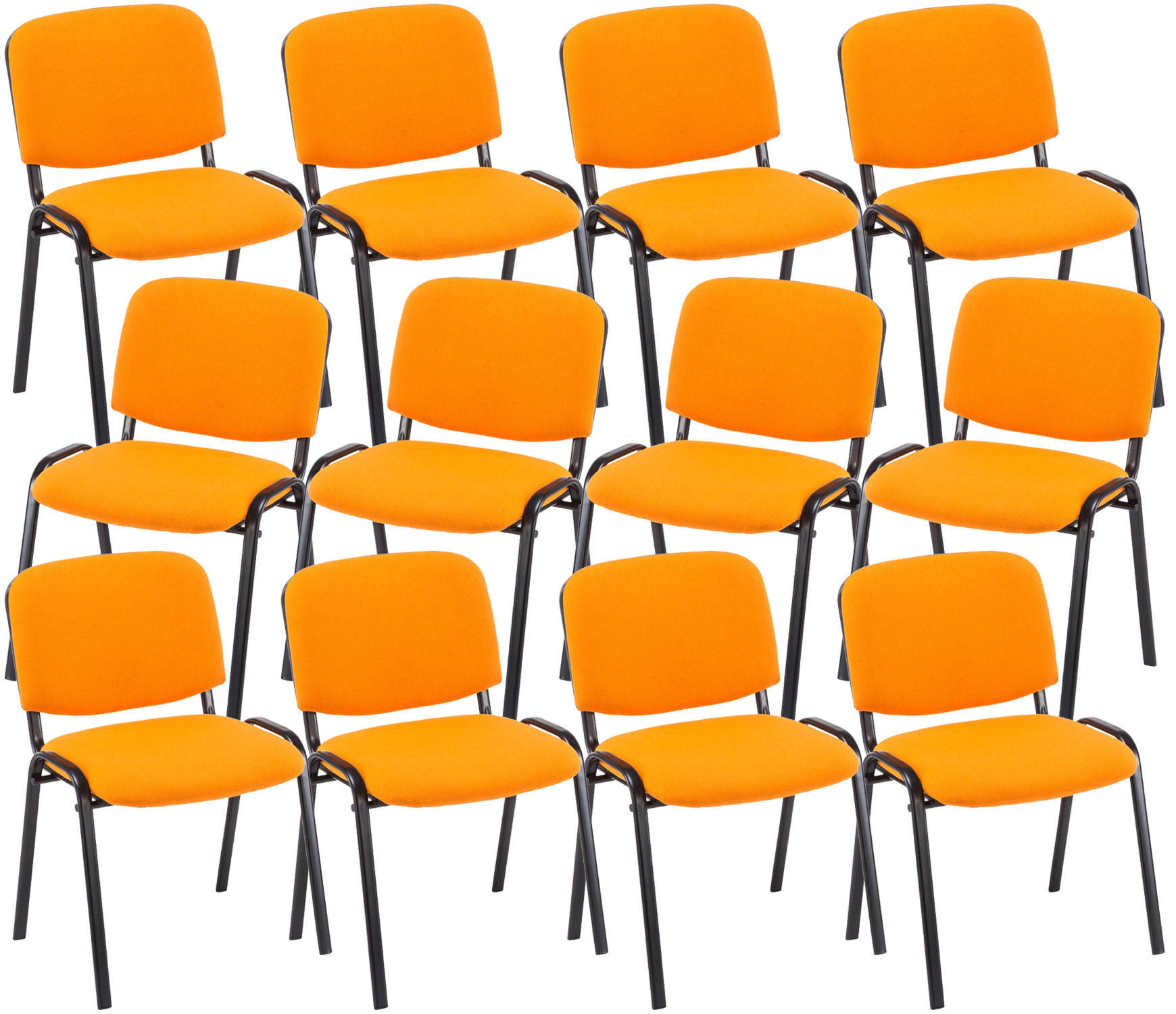 BESUCHERSTUHL 12er Set Stoff orange - Schwarz/Orange, Textil/Metall (53/83/53cm) - CLP