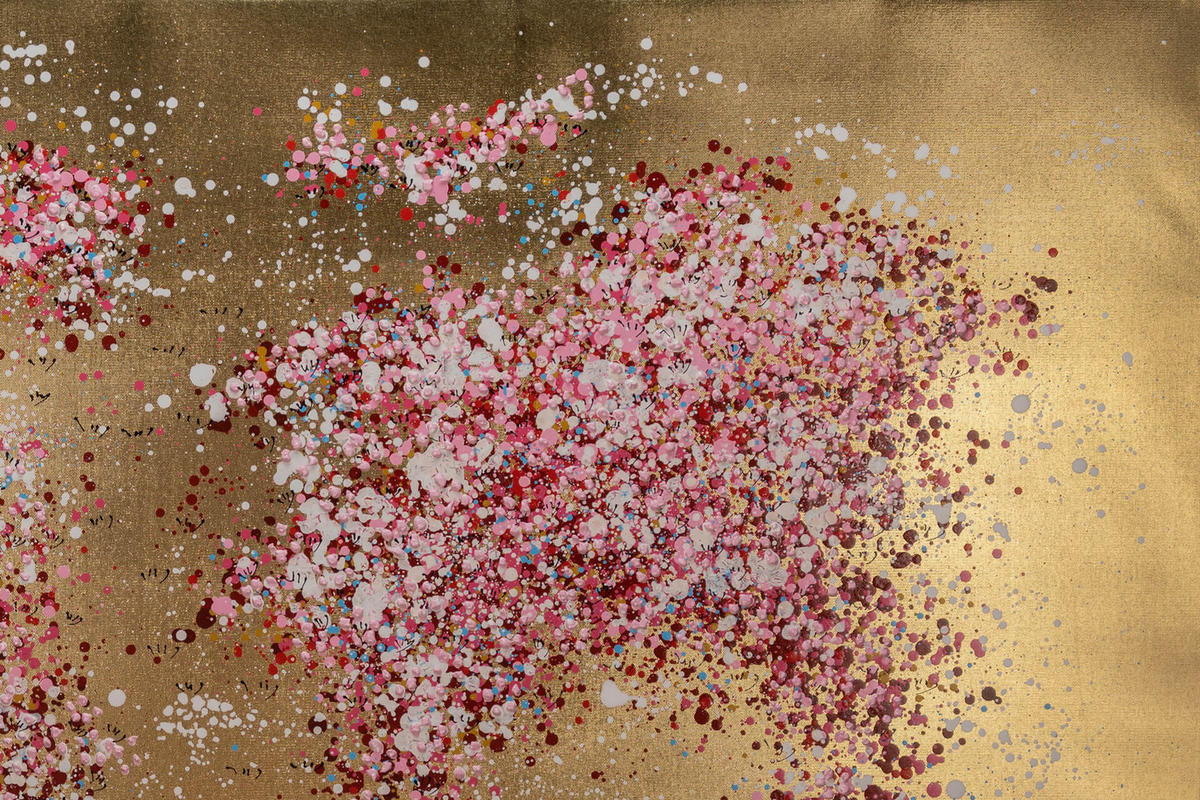 ÖLGEMÄLDE 120/80 cm - Pink/Goldfarben, Holz/Textil (120/80cm) - KUNSTLOFT