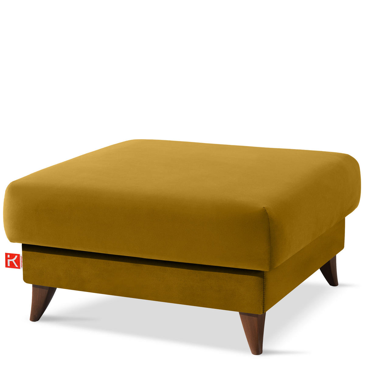 HOCKER GUSTAVO Velours, Gelb - Gelb, Holz/Holzwerkstoff (92/49/92cm) - KONSIMO®