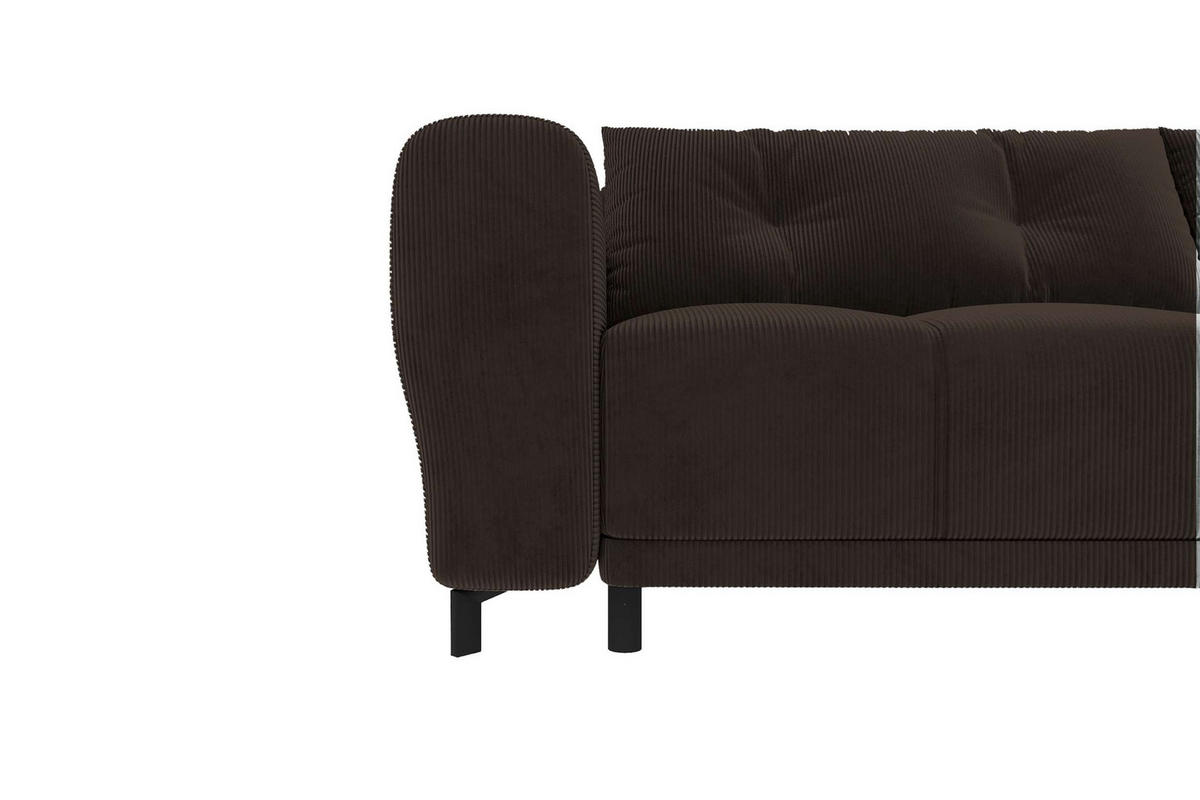 ECKSOFA Massimo Cordstoff Braun inkl. Schlaffunktion Rechts - Schwarz/Braun, Textil/Metall (246/177cm) - 99rooms