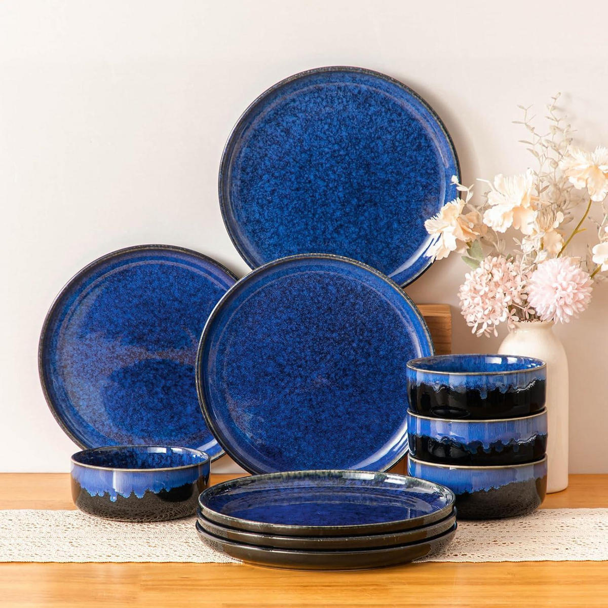 SPEISETELLER 6er Set Blau 26 cm - Blau, Keramik (26/26/2.8cm)