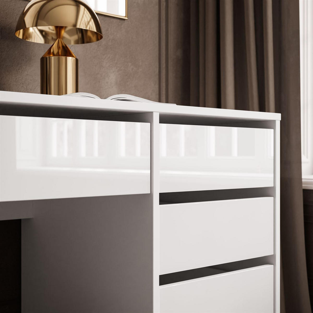 SCHREIBTISCH MADA DOUBLE mit Schubladen weiß - Weiß, Holzwerkstoff (55/152/75cm) - Lookway