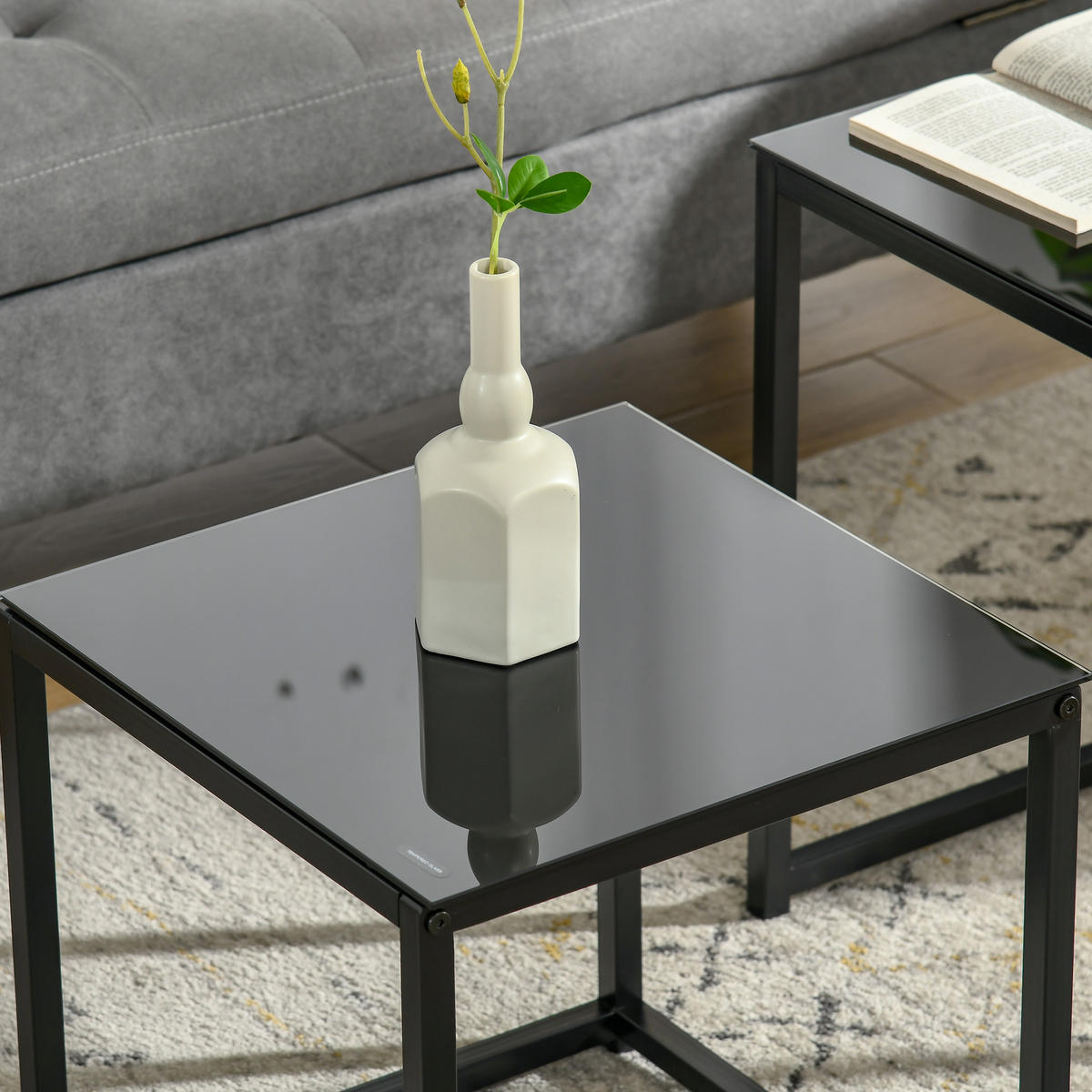 BEISTELLTISCH Schwarz 2er-Set - Schwarz, Glas/Metall (50/50/52cm) - Jamb