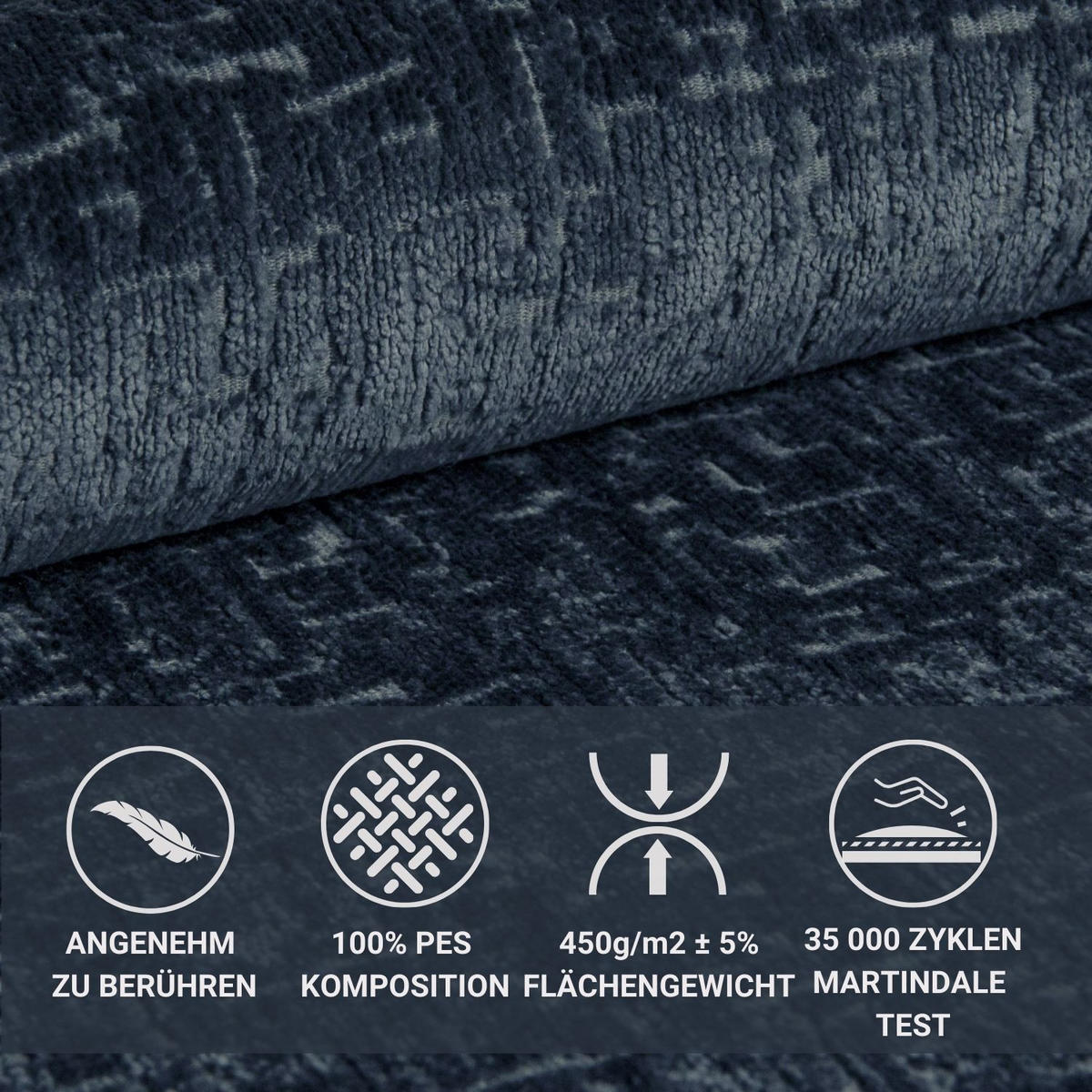 BOXSPRINGBETT Rimini Marineblau 160/200 cm mit Matratze und Topper - Schwarz/Dunkelblau, Holz/Holzwerkstoff (160/200cm) - Maison de Reve