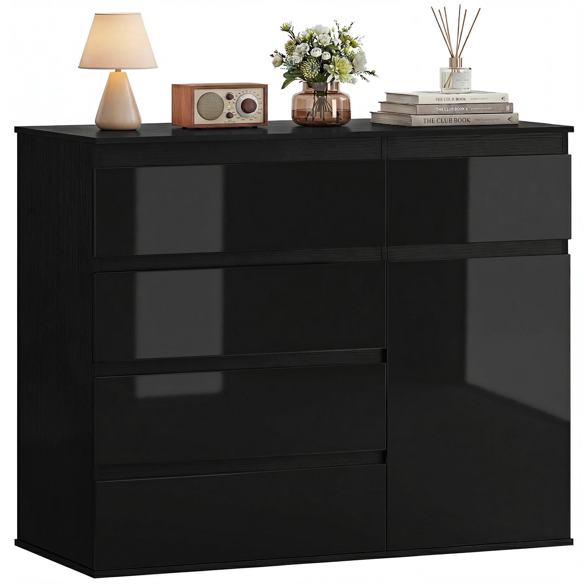 NACHTTISCH Schwarz 40.0/100.0/80.0cm - Schwarz, Holzwerkstoff (100/80/40cm)