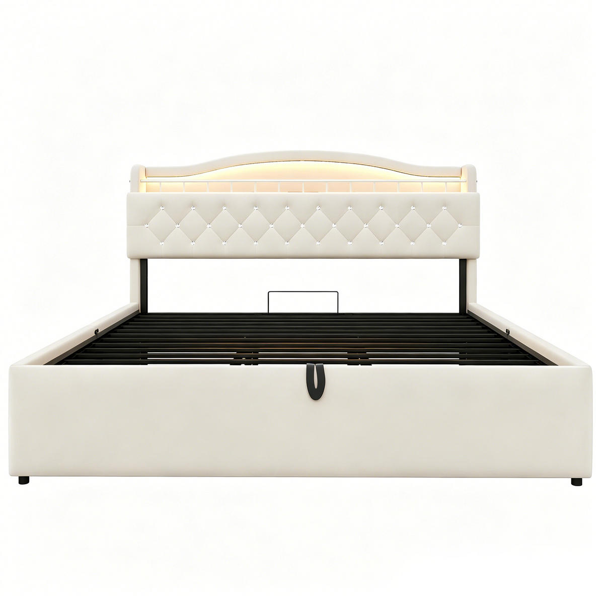 POLSTERBETT 180/200 cm in Beige Samt mit Bettkasten, LED und USB - Beige, Holzwerkstoff/Textil (180/200cm) - CHICFURN