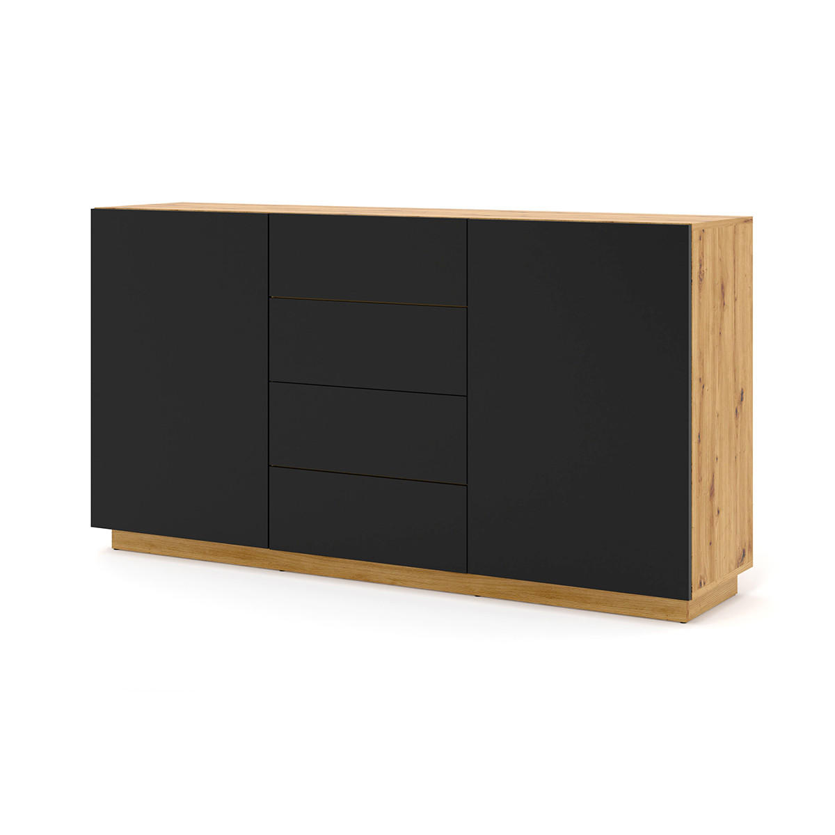 SIDEBOARD Aurus Holz und Schwarz - Schwarz, Holzwerkstoff (164/89/41cm) - Petits-meubles