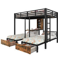 ETAGENBETT 140/200 cm und 90/200 cm Schwarz mit 2 Schubladen und Stauraum - Schwarz, Holzwerkstoff (140/200cm) - OKWISH