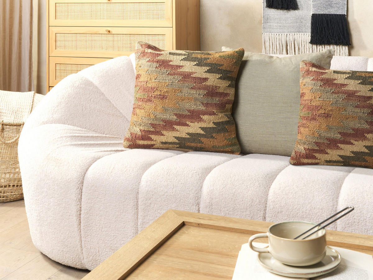 DEKOKISSEN 2er-Set Bunt 45/45 cm Deepor - Multicolor, Naturmaterialen (45/45cm) - Beliani