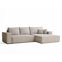 ECKSOFA MIT SCHLAFFUNKTION Maze Beige Webstoff - Schwarz/Grau, Holz/Holzwerkstoff (294/185cm) - Maison de Reve