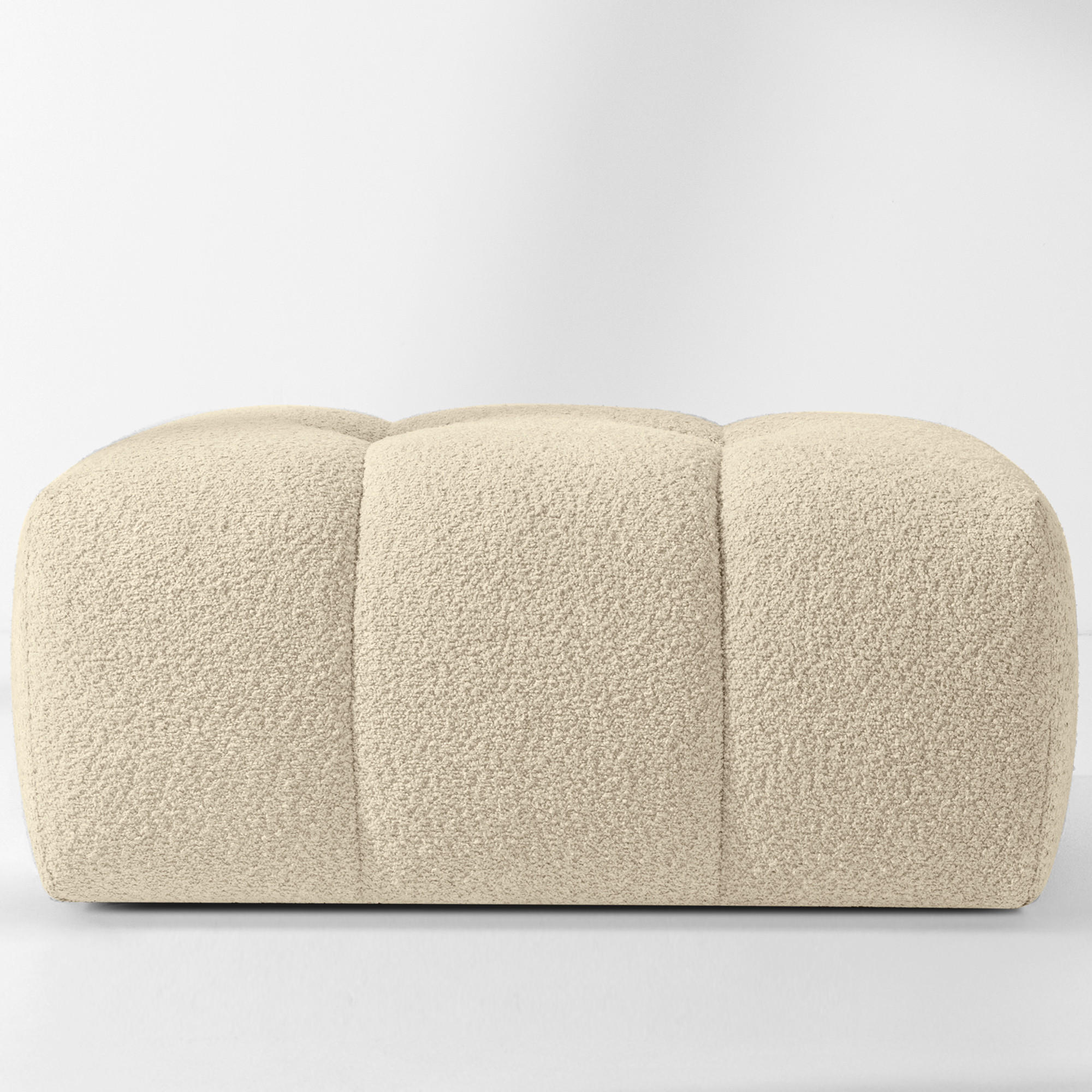 POUF RAVIA, Bouclé, Hellbeige - Beige, Holz/Textil (96/45/50cm) - KONSIMO®