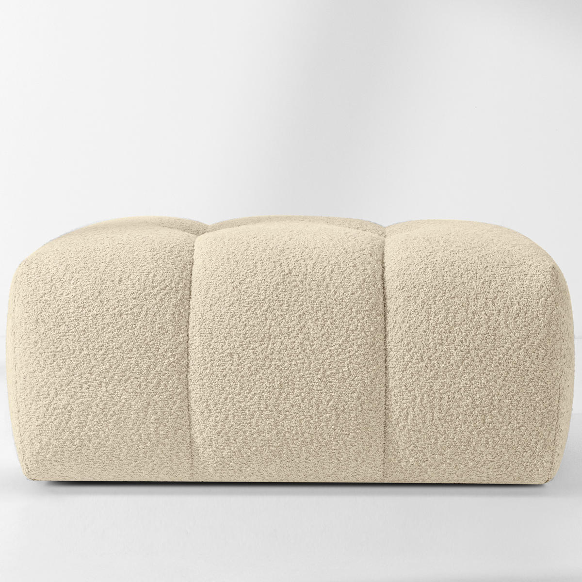 POUF RAVIA, Bouclé, Hellbeige - Beige, Holz/Textil (96/45/50cm) - KONSIMO®