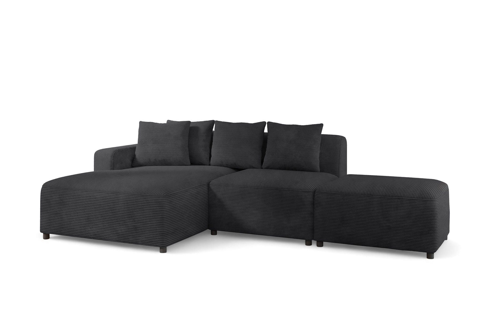 ECKSOFA Megan Xs In Poso - Anthrazit, Holzwerkstoff/Textil (304/165cm) - Fun Möbel