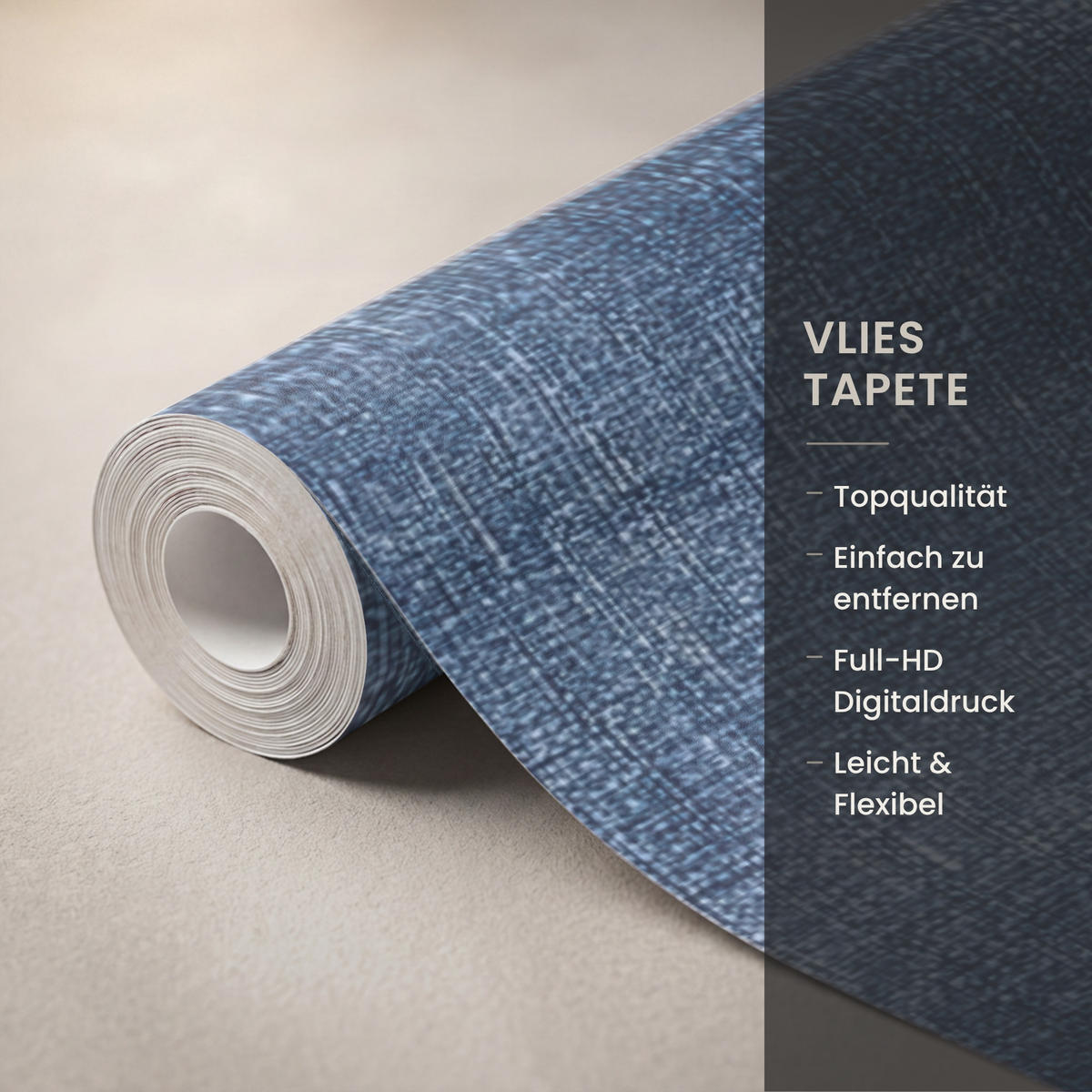 TAPETE - Leinen - Textur - Muster - Denim - Rustikal - 500x300 cm - Blau, Papier (500/300cm) - OnlyWow