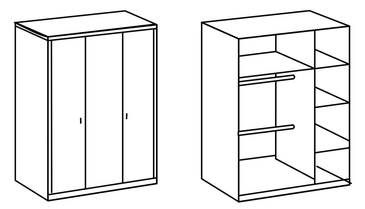 KLEIDERSCHRANK Filou in Weiß mit Landhaus- Applikationen - Drehtürenschrank 3 türig ohne Schubkästen - Weiß, Holzwerkstoff (135/200/58cm)