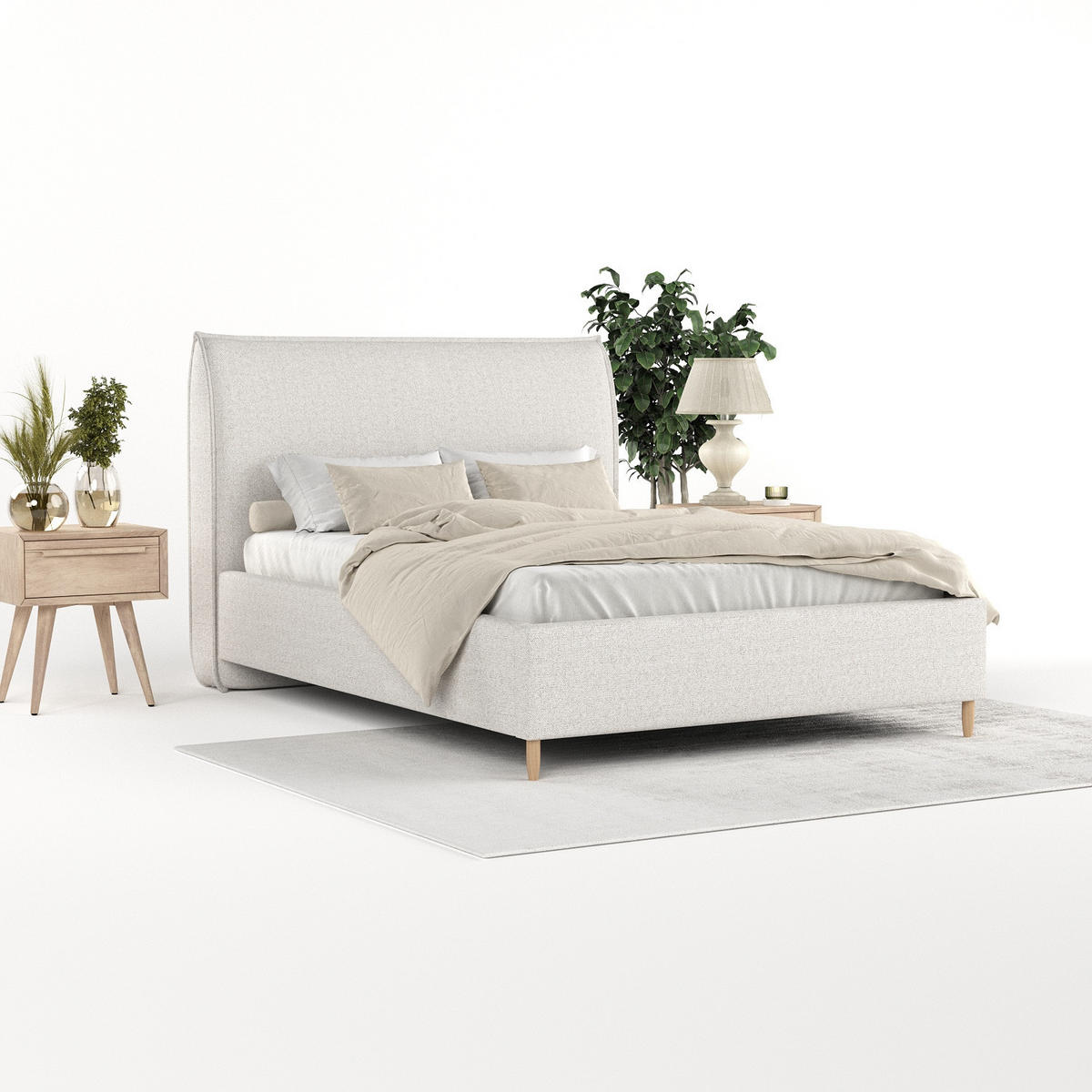 POLSTERBETT Mira 140/200 cm Hellbeige im Riva Stoff - Beige/Naturfarben, Holz/Holzwerkstoff (140/200cm) - AltaBeds