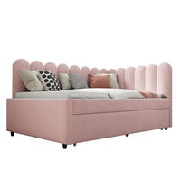 POLSTERBETT 140/200 cm mit Ausziehbett, L-Form und Samtbezug mit blütenblattförmiger Rückenlehne, Rosa - Rosa, Leder (140/200cm) - Redom