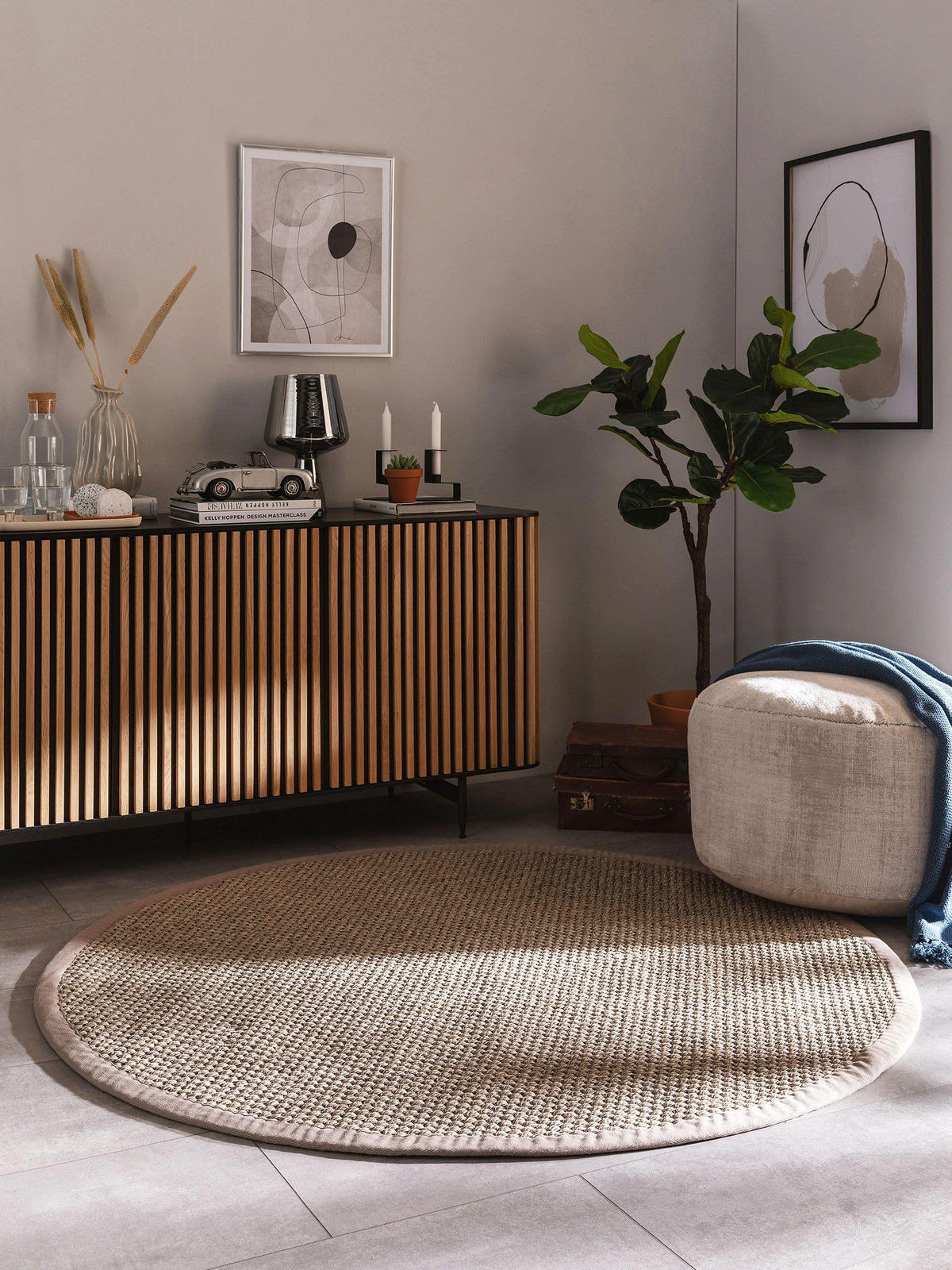 SISALTEPPICH Greta Grau ø 250 cm rund - Grau, Textil (250/250cm) - benuta Pure