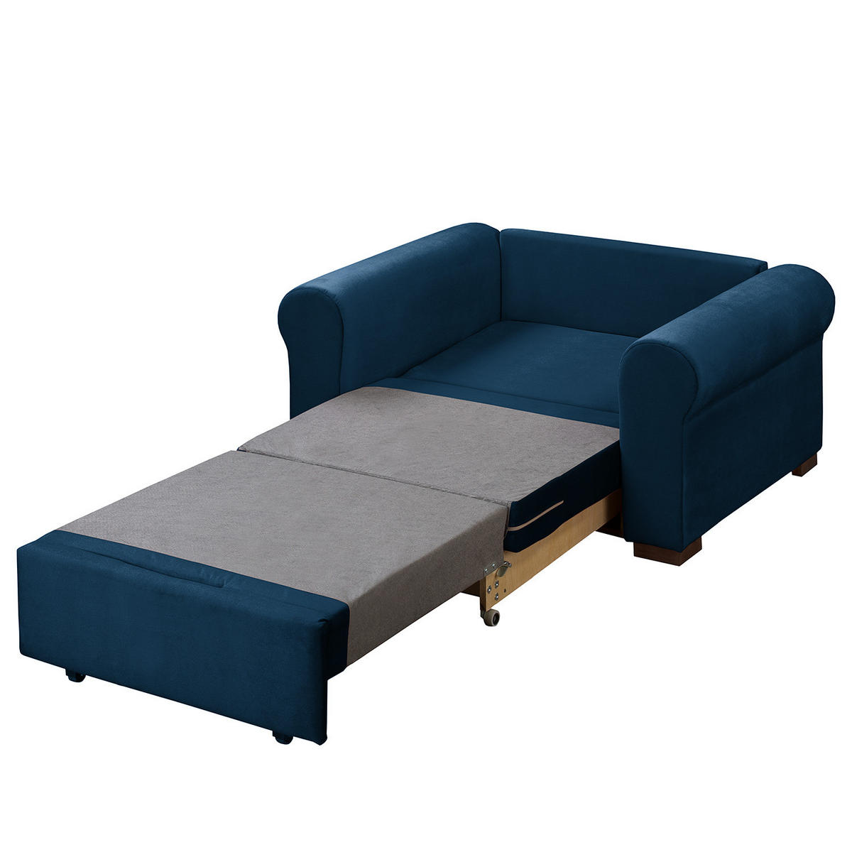 SCHLAFSOFA mit Husse - Buchefarben/Dunkelblau, Buchenholz/Textil (125/90/90cm) - home24