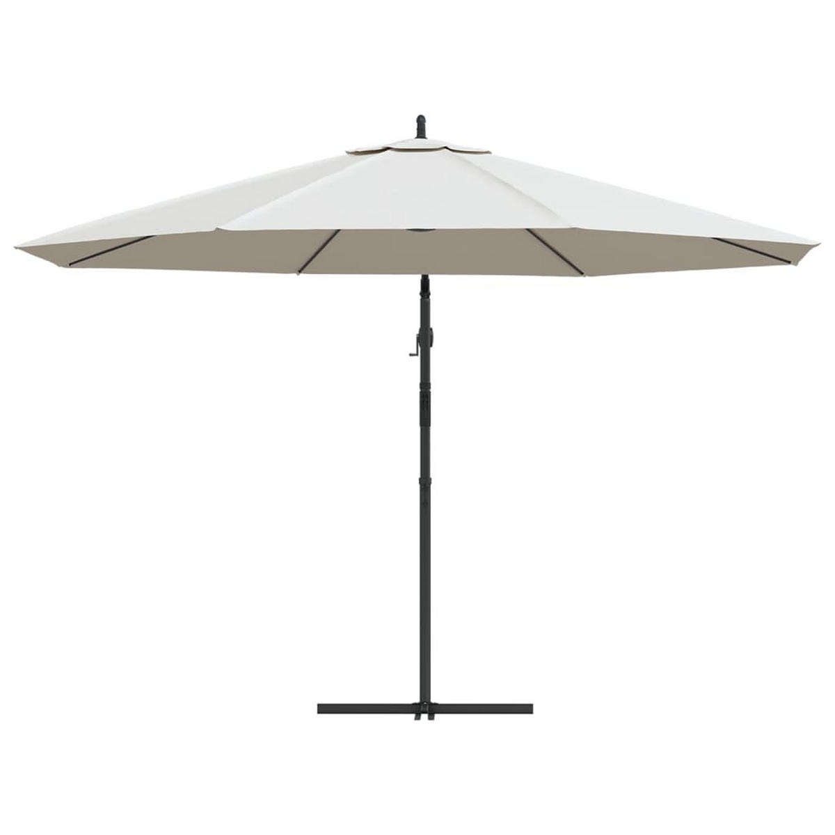 SONNENSCHIRM rund MARC 350cm Sandweiß | UV-Schutz, Kurbelsystem | Ampelschirm rund - Sandfarben, Metall (350/350cm) - DELUKE
