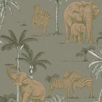 VLIESTAPETE Kenia - Grün, Papier/Kunststoff (52/1000cm) - Sublime