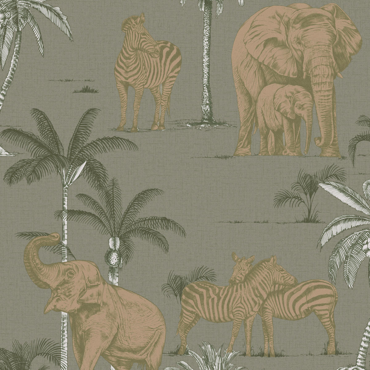 VLIESTAPETE Kenia - Grün, Papier/Kunststoff (52/1000cm) - Sublime