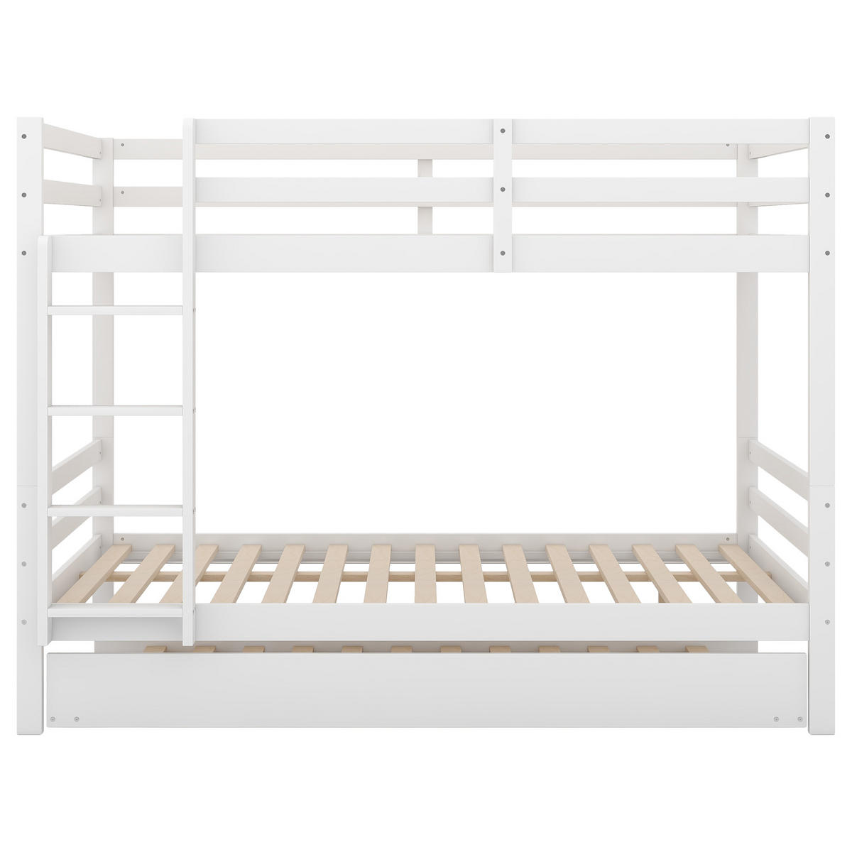 ETAGENBETT 140/200 cm Weiß mit Ausziehbett und stabiler Treppe - Weiß, Holz (140/200cm) - OKWISH