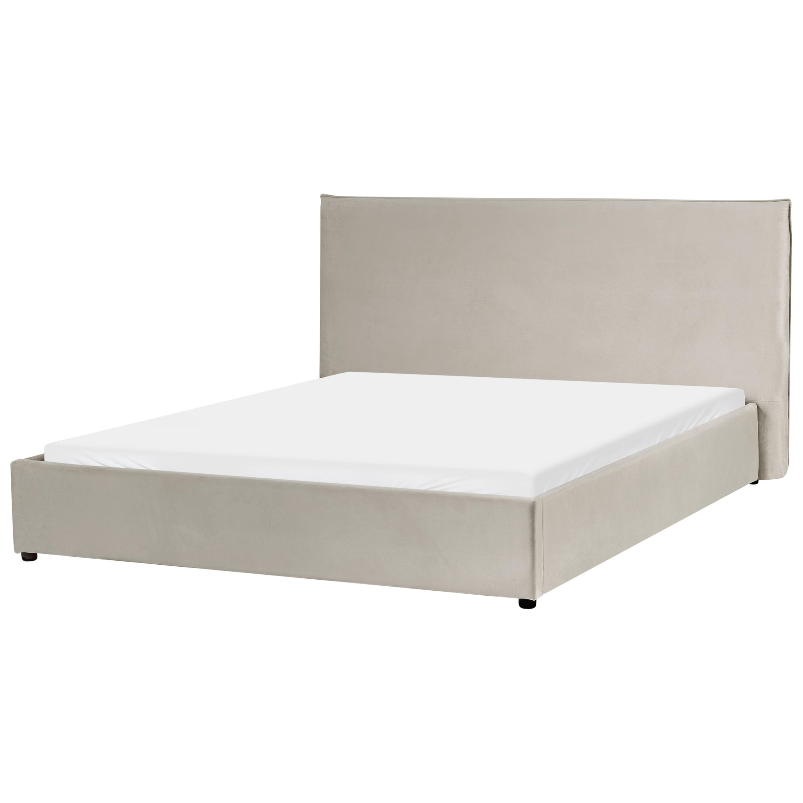 Beliani POSTEL s roštem 160/200 cm Sametová látka Taupe Lavaur