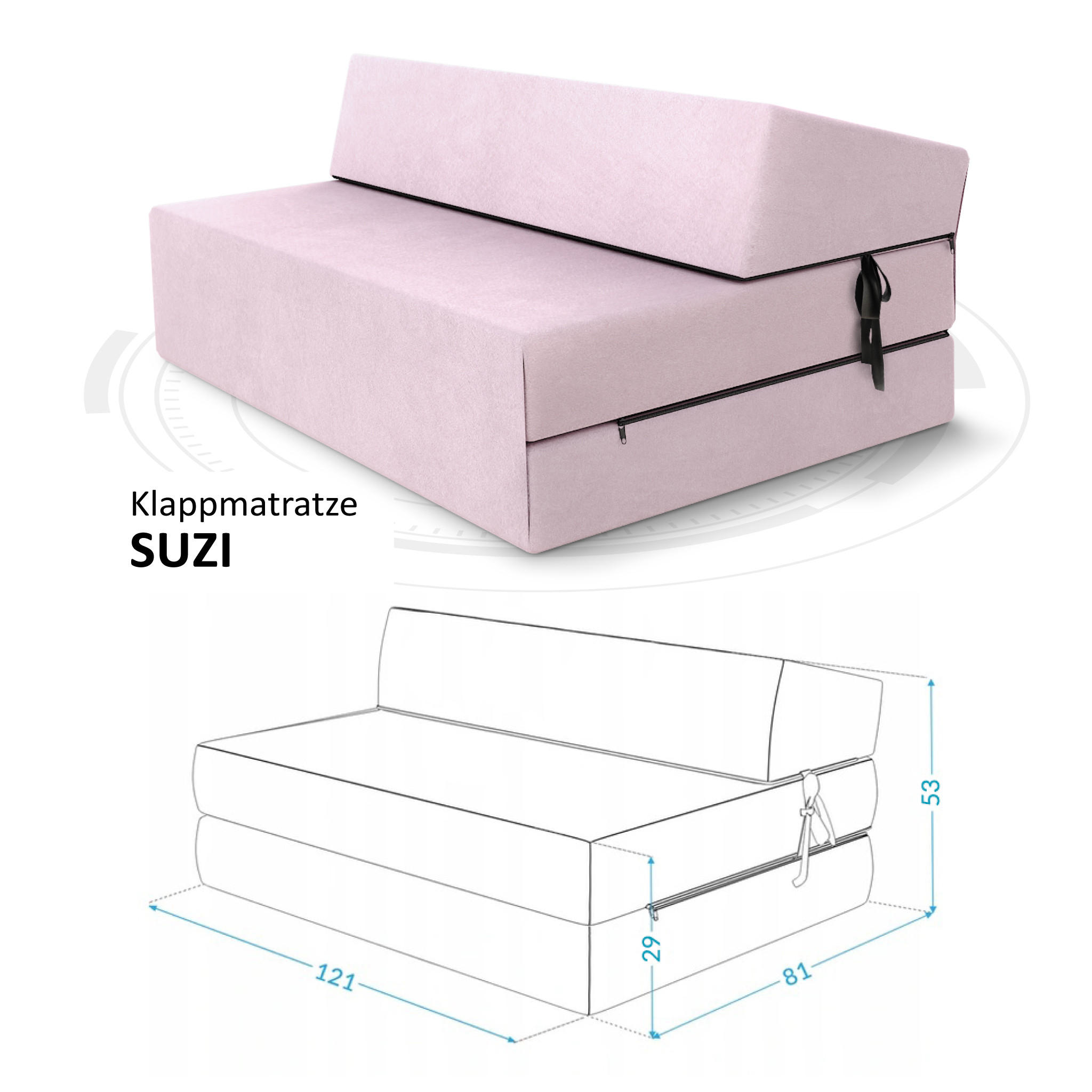 KLAPPMATRATZE SUZI MAXI - Rosa, Textil (120/200cm) - FDM