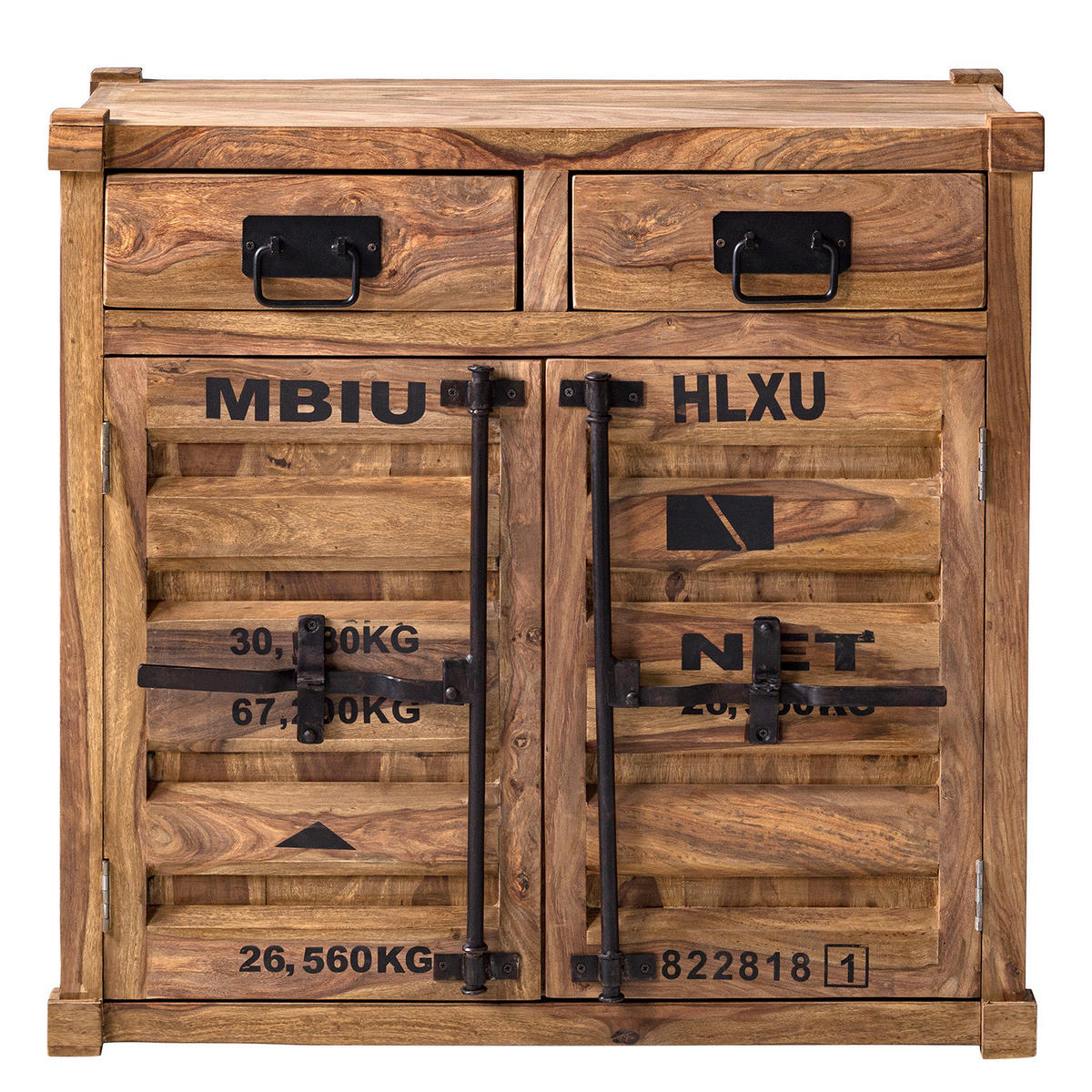 KOMMODE - Massivholz - Sheeshamfarben/Schwarz, Holz/Metall (90/86/45cm) - home24
