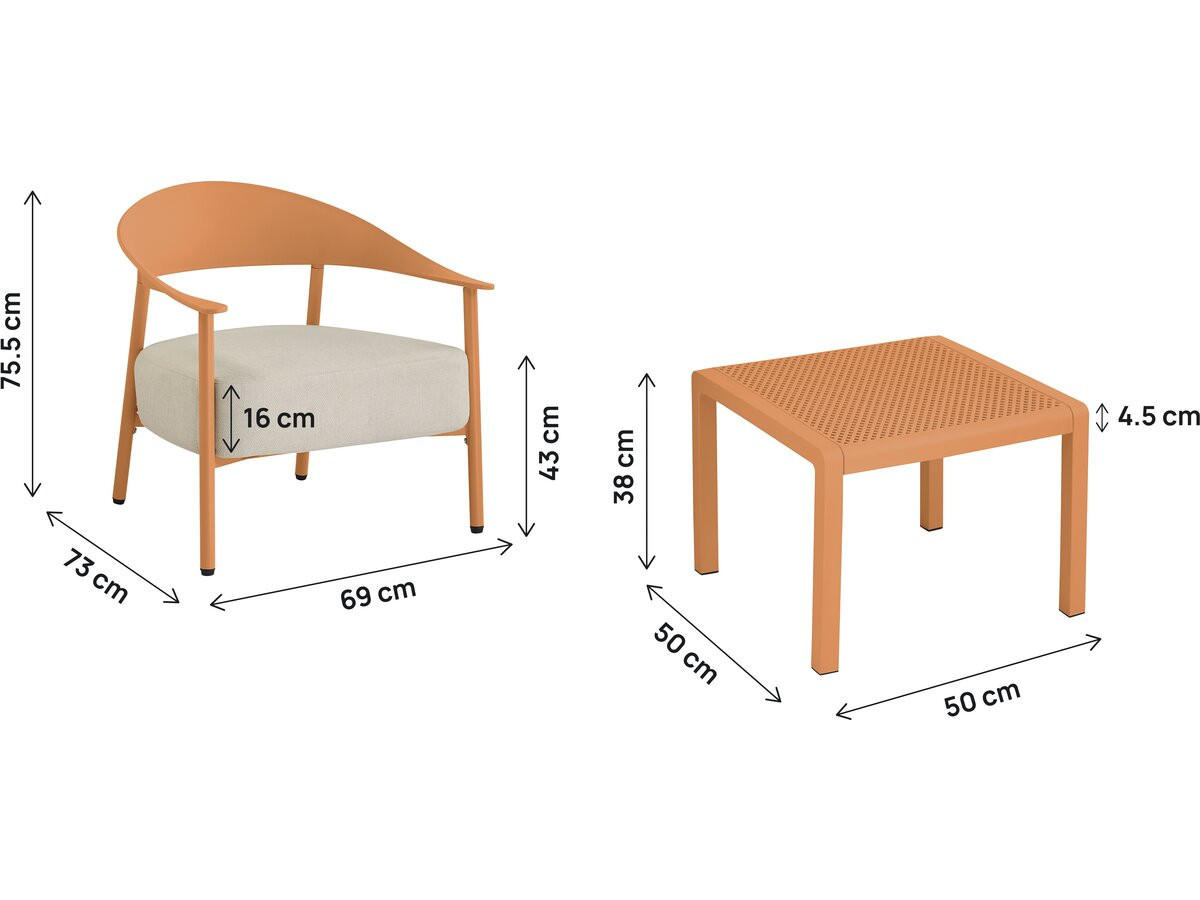 LOUNGEGARNITUR Céora 2-Sitzer Orange - Orange, Metall - Habitat Garten