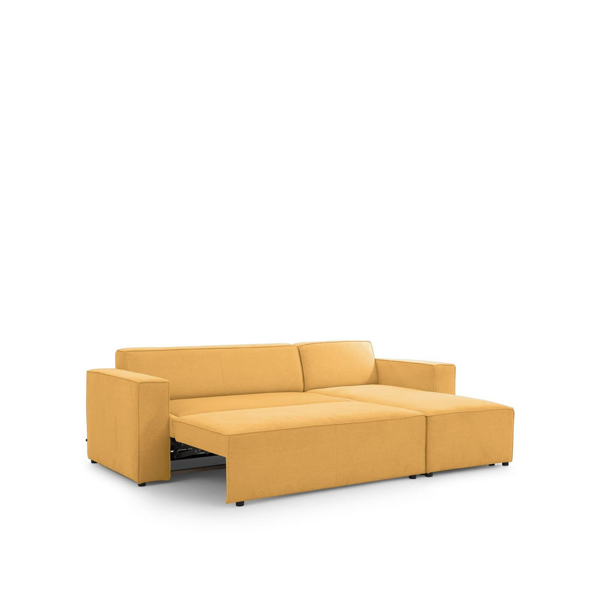 ECKSOFA Schlafsofa Waldo In Stoff Poso - Currygelb, Holzwerkstoff/Textil (260/173cm) - Fun Möbel