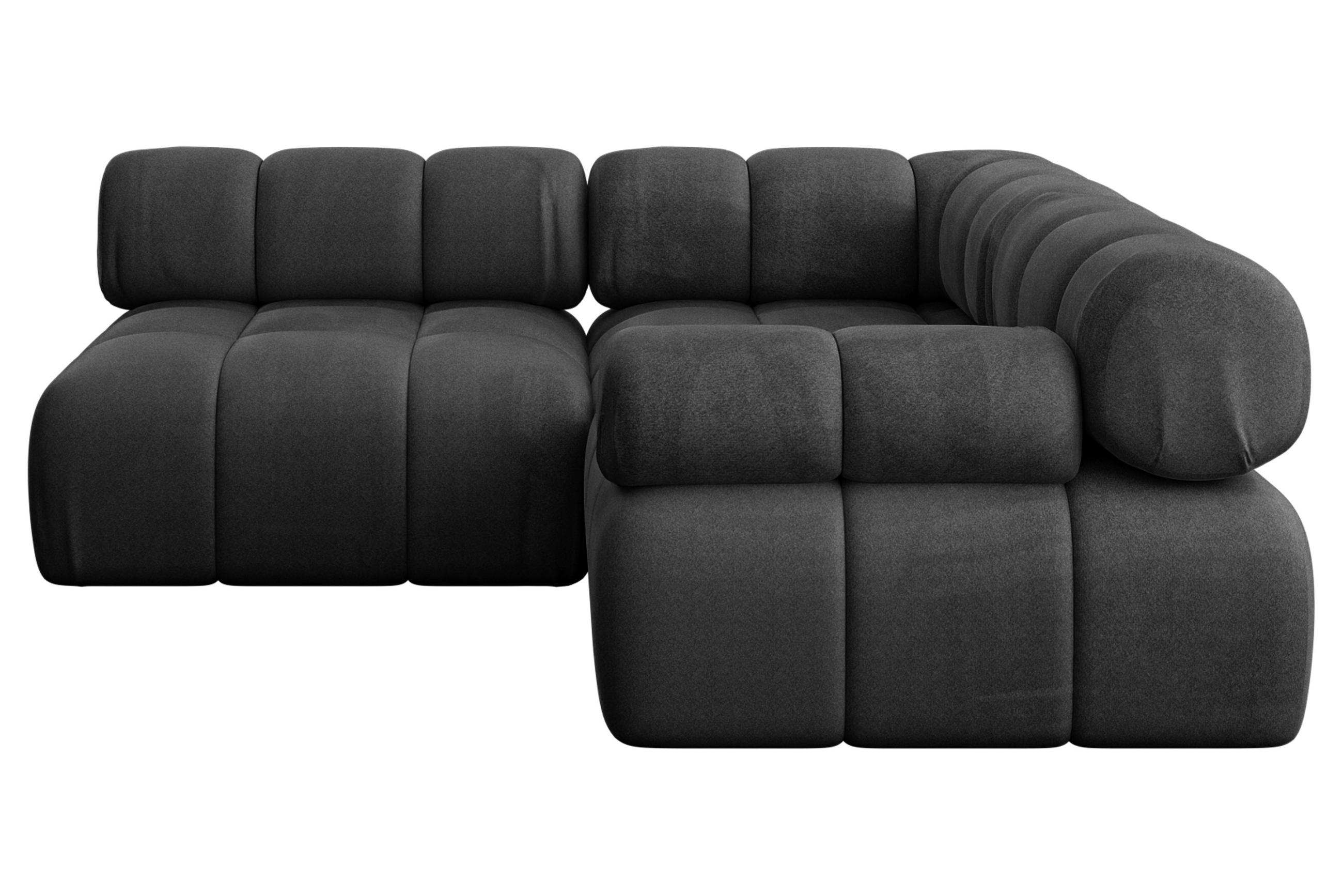 ECKSOFA modulares Sofa Mende-L1 - 190x190x70 cm Schwarz Velours - Schwarz, Holzwerkstoff/Textil (190/190cm) - ALTDECOR