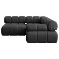 ECKSOFA modulares Sofa Mende-L1 - 190x190x70 cm Schwarz Velours - Schwarz, Holzwerkstoff/Textil (190/190cm) - ALTDECOR