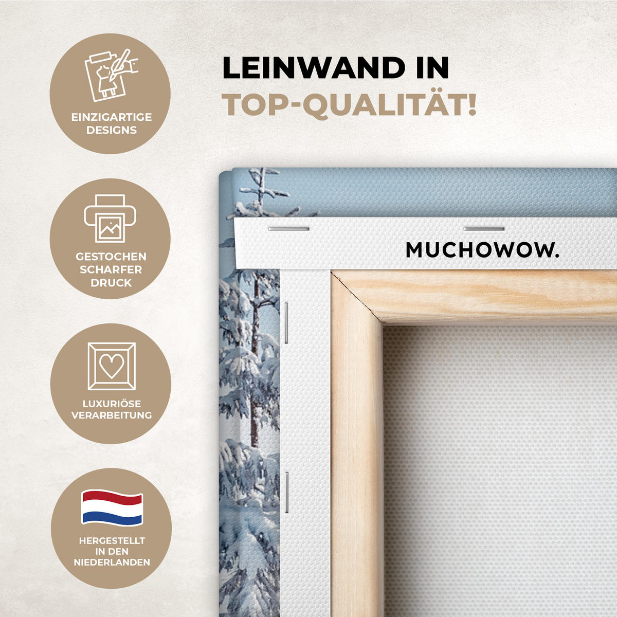 LEINWANDBILD Winterlandschaft - Natur - Berge - Bäume - Schnee Wandbild Wohnzimmer 60x80 cm - Hellblau, Textil (60/80cm) - MuchoWow
