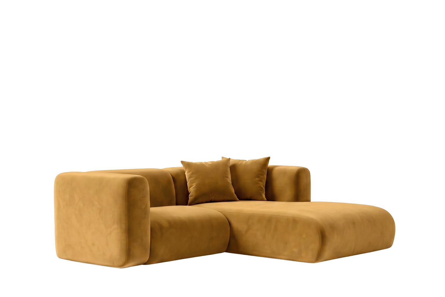 ECKSOFA L-Form mini, Velvet-Stoff Bluvel, Golden, Rechts, GRETA - Goldfarben, Holz (226/179cm) - Kaiser Möbel