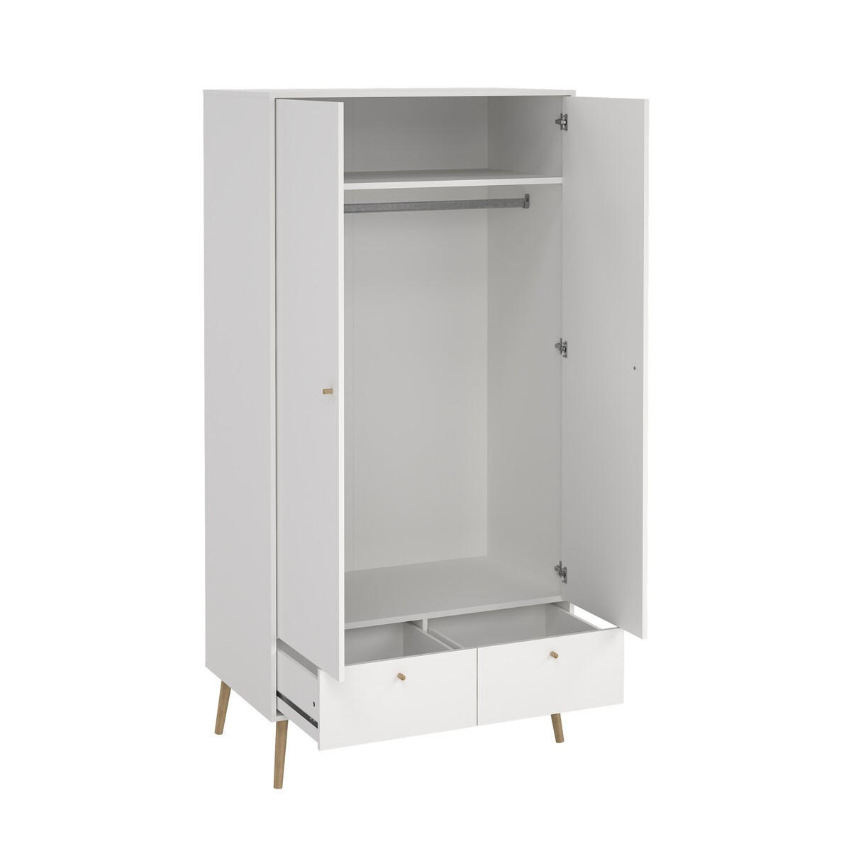 KLEIDERSCHRANK, Bodo, Weiß, Holzwerkstoff, 99 x 59 x 201 cm - Weiß, Holzwerkstoff (58.1/200.1/98.7cm) - Calicosy
