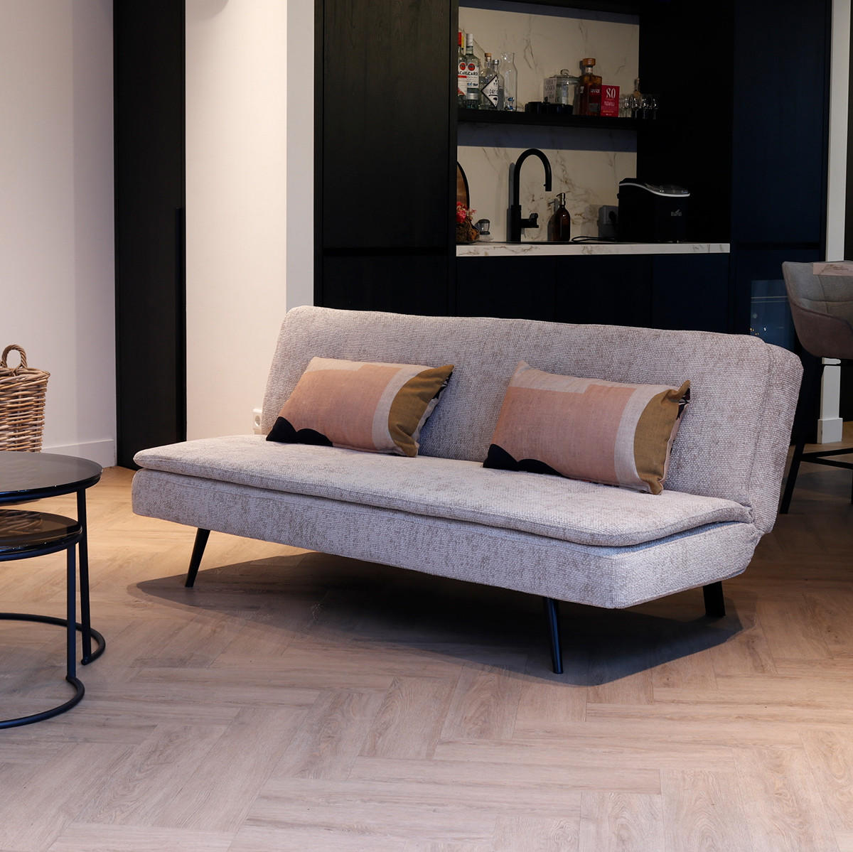 SCHLAFSOFA 3-Sitzer aus Stoff, Beige - Beige, Textil (87/80/179cm) - Giga Meubel