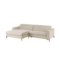 ECKSOFA LAISKA Cremeweiß Cord - Creme/Schwarz, Textil/Metall (282/177cm) - KAWOLA