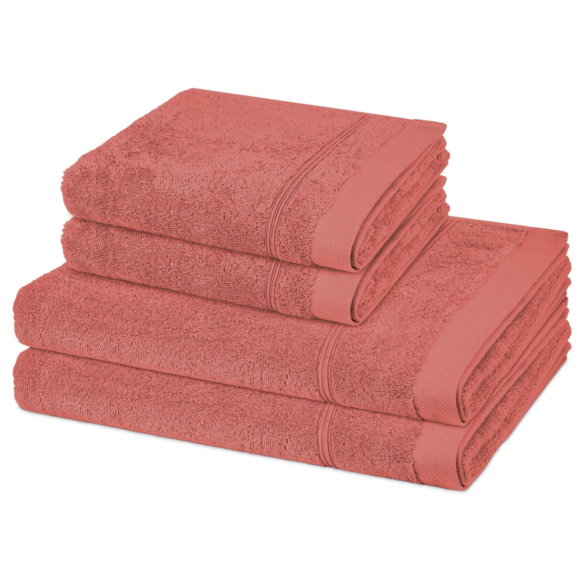 FROTTIERSET Rubin 4-teilig - Rosa, Textil (50/100cm) - Ross