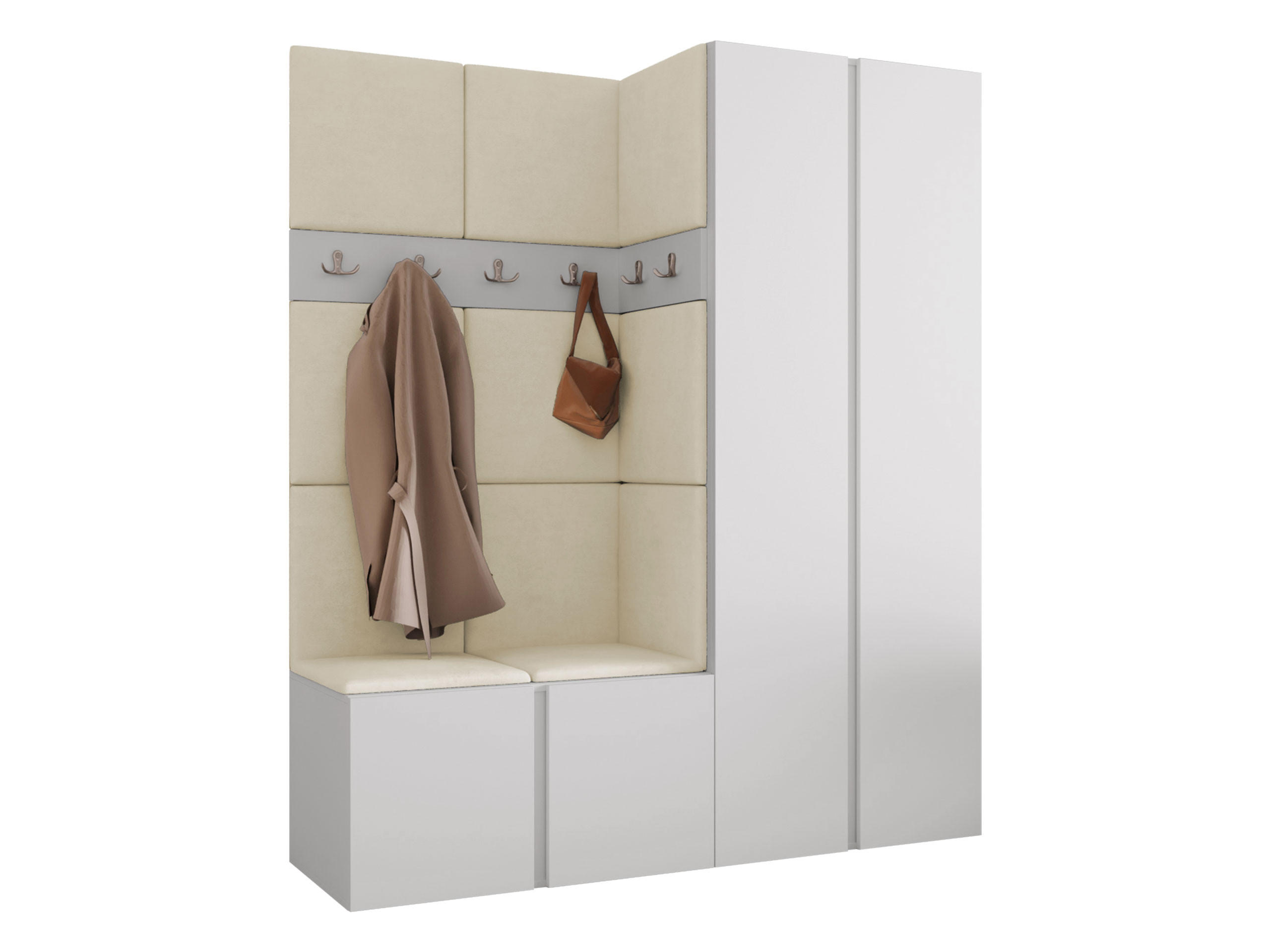 Mirjan24 Garderoben-Set Weiß, Beige 158x186x46 cm