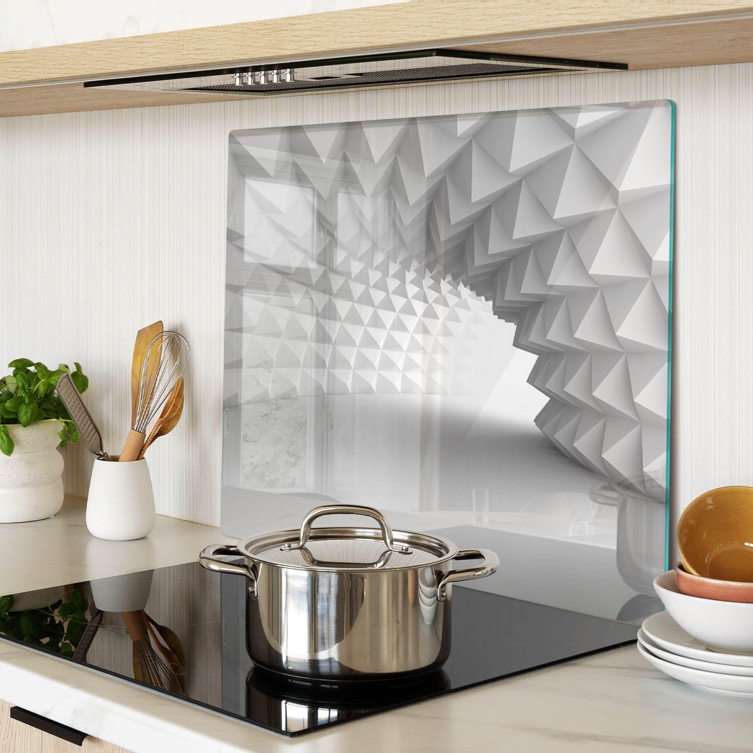 GLASPLATTE 60x52 cm Abstrakter Tunnel - Grau, Glas (60/0.4/52cm) - TULUP
