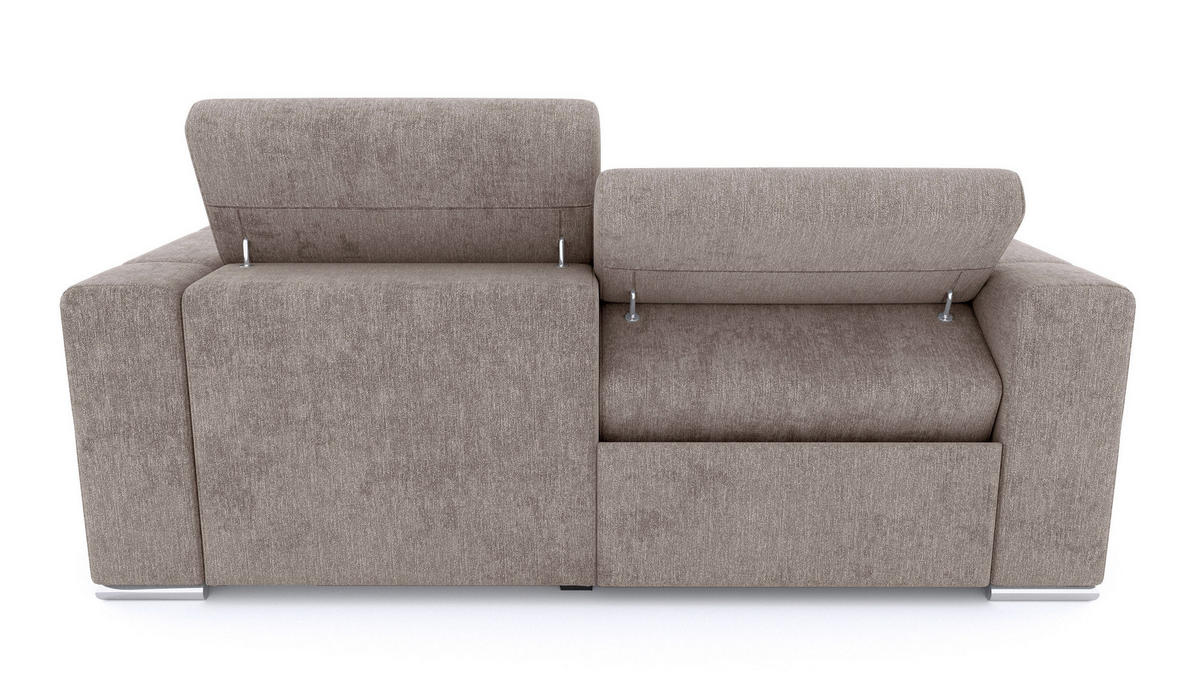 SOFA QUARTZ 3-Sitzer mit 1 Relaxfunktion, beige - Beige/Silberfarben, Holzwerkstoff/Textil (204/80/102cm) - Courtois Laville