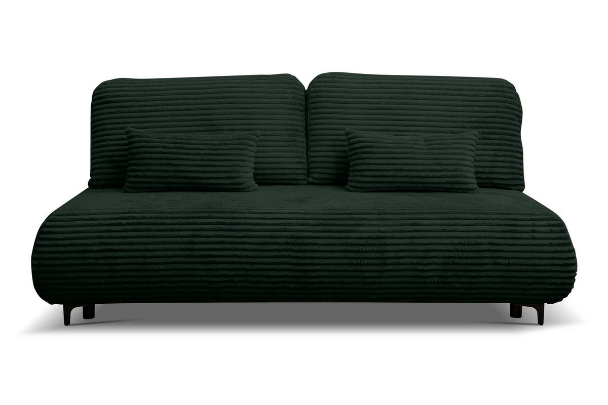 SCHLAFSOFA Etna mit Schlaffunktion und Bettkasten, Farbe: Grün, Cordstoff, Ottomane Unsiversal - Grün, Textil (205/80/90cm) - VENASI MÖBEL